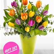 Tulip Treat with Happy Birthday Balloon