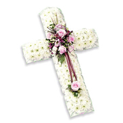 White Massed Cross with Corsage